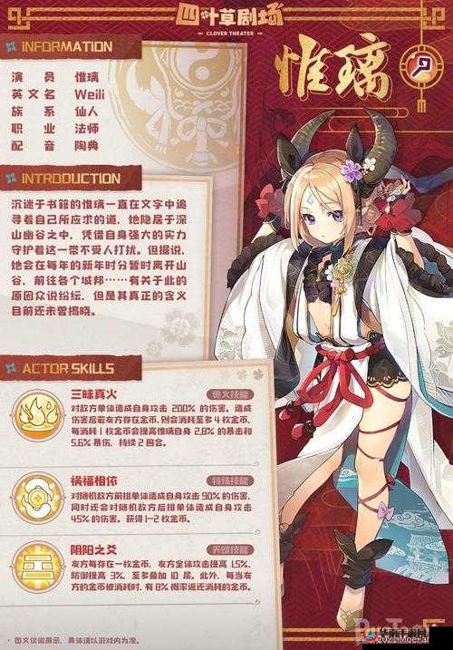 四叶草剧场惟璃角色揭秘:技能大公开