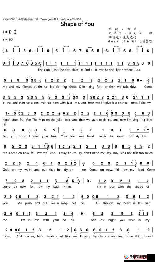 ShapeOfYou 歌词中文：别样魅力