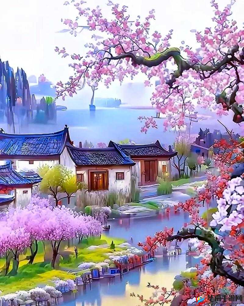 桃花源口，水潺潺流淌，诗意盎然