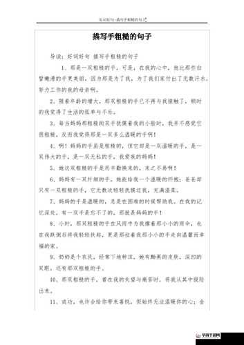 他有一双粗糙的大手把句子写具体：解析与示例