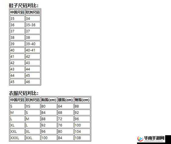 国产尺码-欧洲尺码之对比与差异解析