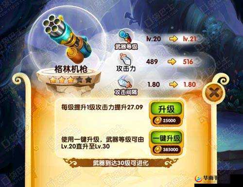 宫爆老奶奶 2 之格林机枪全面解析 满级格林机枪伤害详细介绍