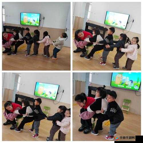 小孩与姐姐玩萝卜游戏