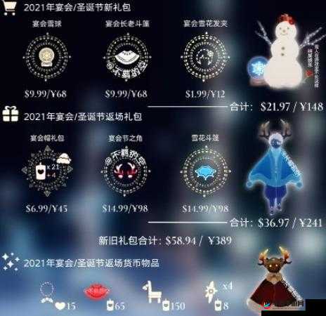 光遇 2021 圣诞节全新礼包价格详细汇总一览无余