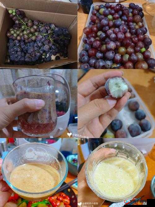 葡萄榨汁新玩法：将葡萄放在小洞里榨汁