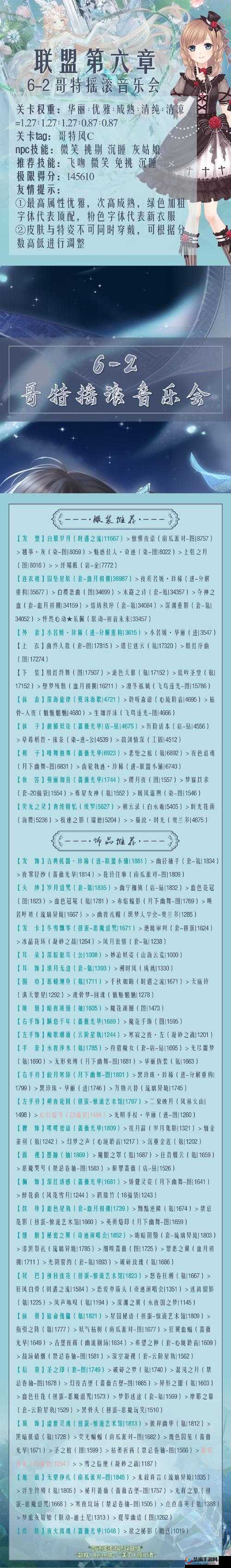 奇迹暖暖联盟 6-2 哥特摇滚音乐会顶配方案全解析与分享