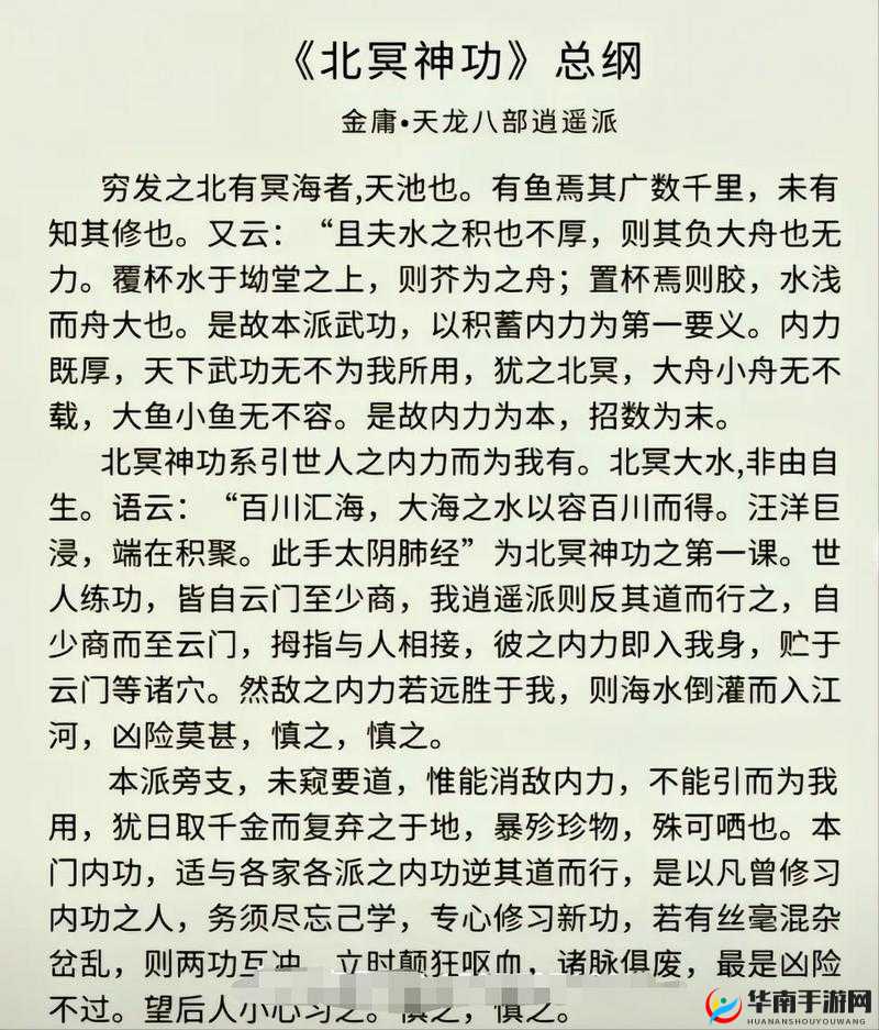 大掌门甲级武功北冥神功图鉴：揭秘绝世神功奥秘