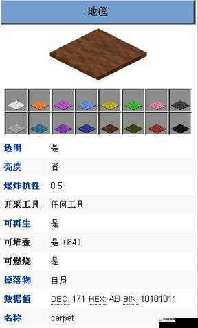 我的世界地毯制作详解:地毯合成表介绍