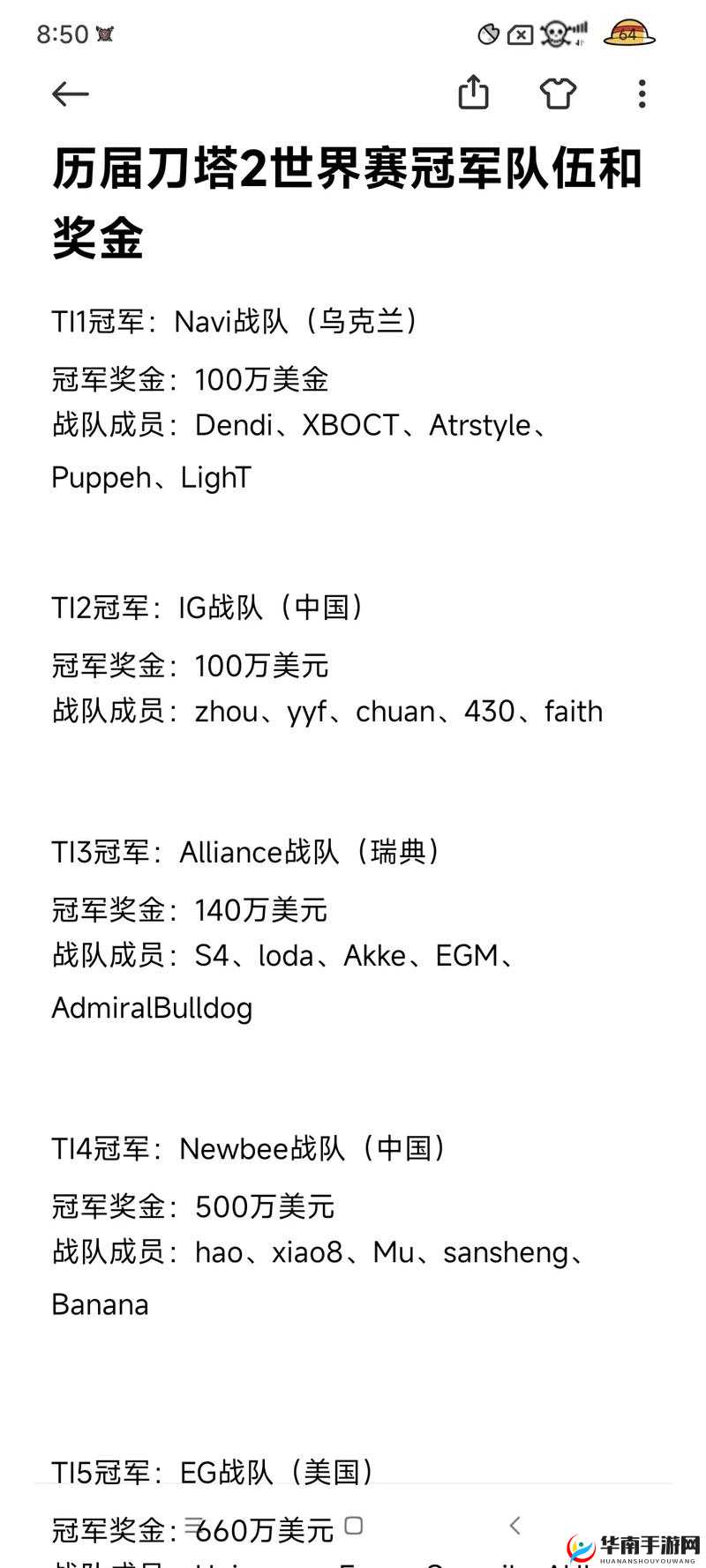 Dota2 TT5 国际邀请赛奖金分配大揭秘：冠军、亚军等各名次奖金详情一览