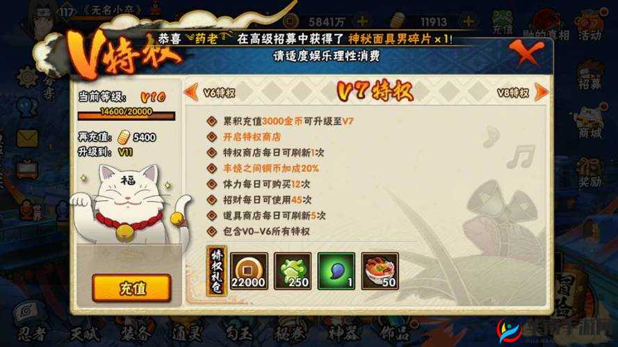 火影忍者手游等级VIP玩法详解，不同VIP不同玩法