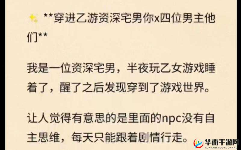 灌溉系统 NPC 游戏：双男主的冒险之旅