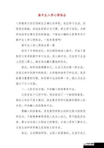 高中生后入学习生活中的别样经历与感悟