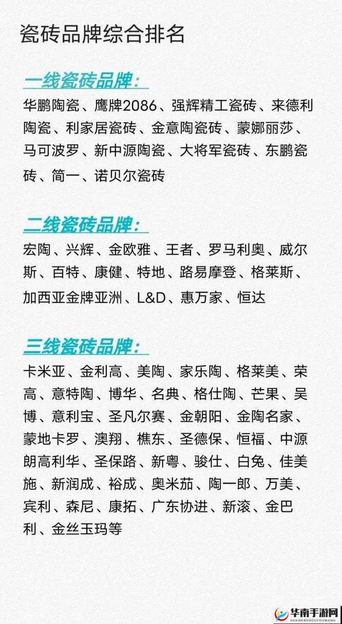 国产瓷砖一线二线三线品牌有哪些：全面详细解读与介绍