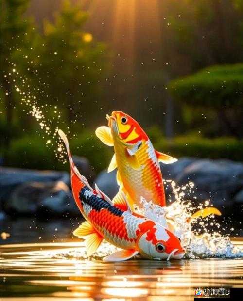 鲤鱼喝水的灵动瞬间：水中优雅的喝水姿态图