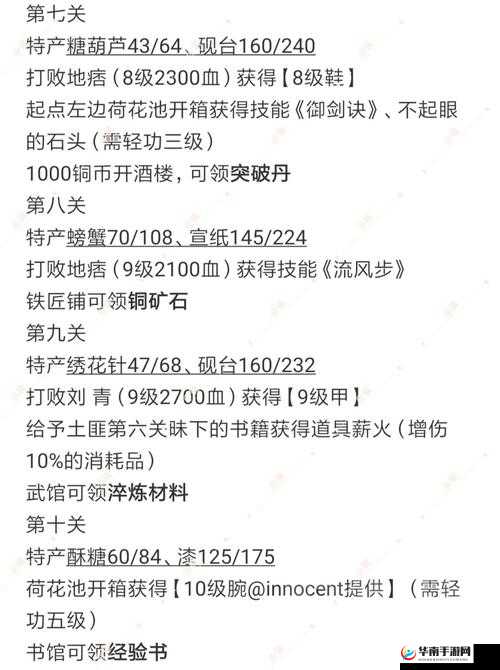 江湖悠悠第一章，物资汇总与掉落秘籍