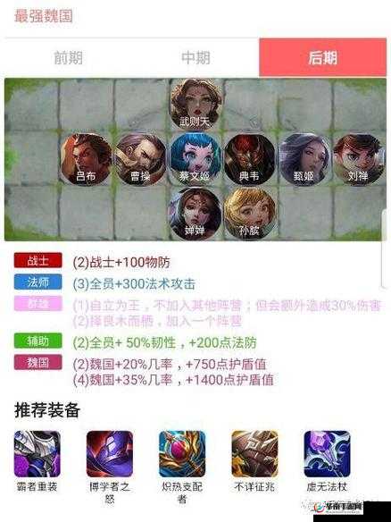 王者模拟战六魏国阵容棋子摆放推荐