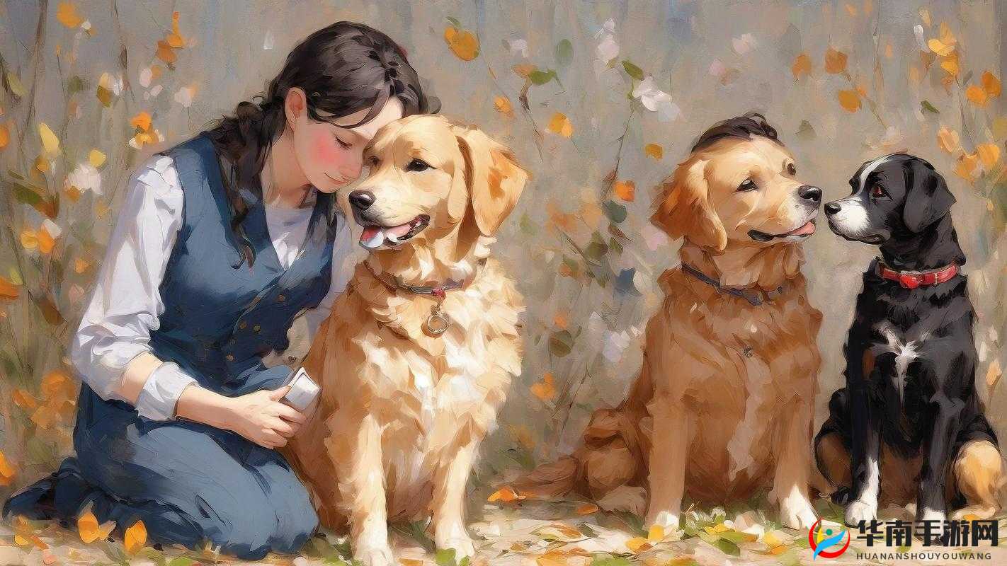 人与动物和谐互动：小狗与主人的亲密瞬间