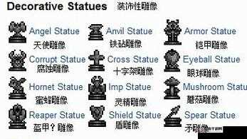 泰拉瑞亚中的雕像，功能、连接与应用