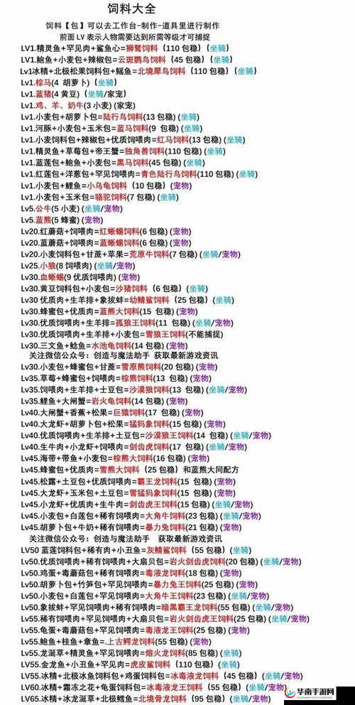 创造与魔法飞鸟的饲料怎么做