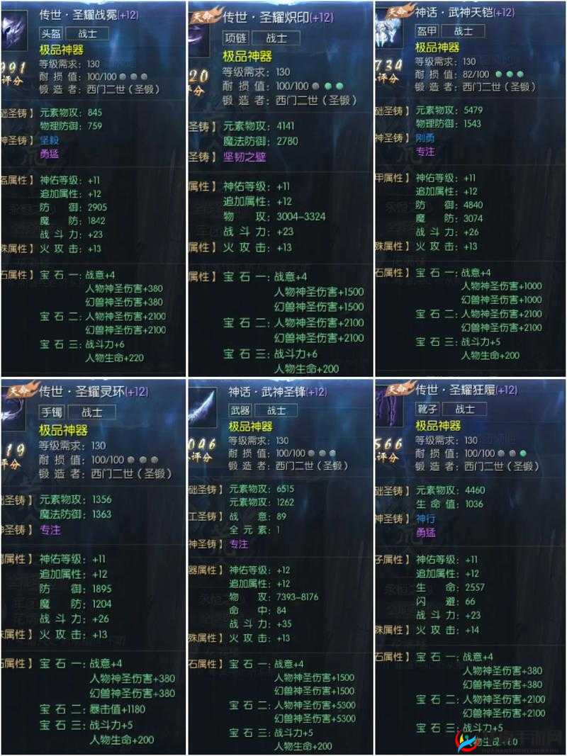 神域苍穹装备属性（下）演变史专题